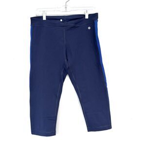 Lululemon Run Pace Crop Capris Workout Leggings 2012-2014 Blue Side Stripe 10